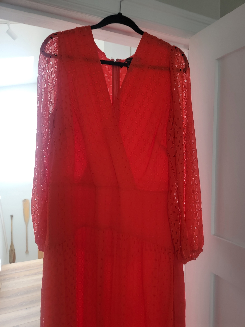 White House Black Market Red Maxi Dress with Waist Tie - Picture 2 of 2